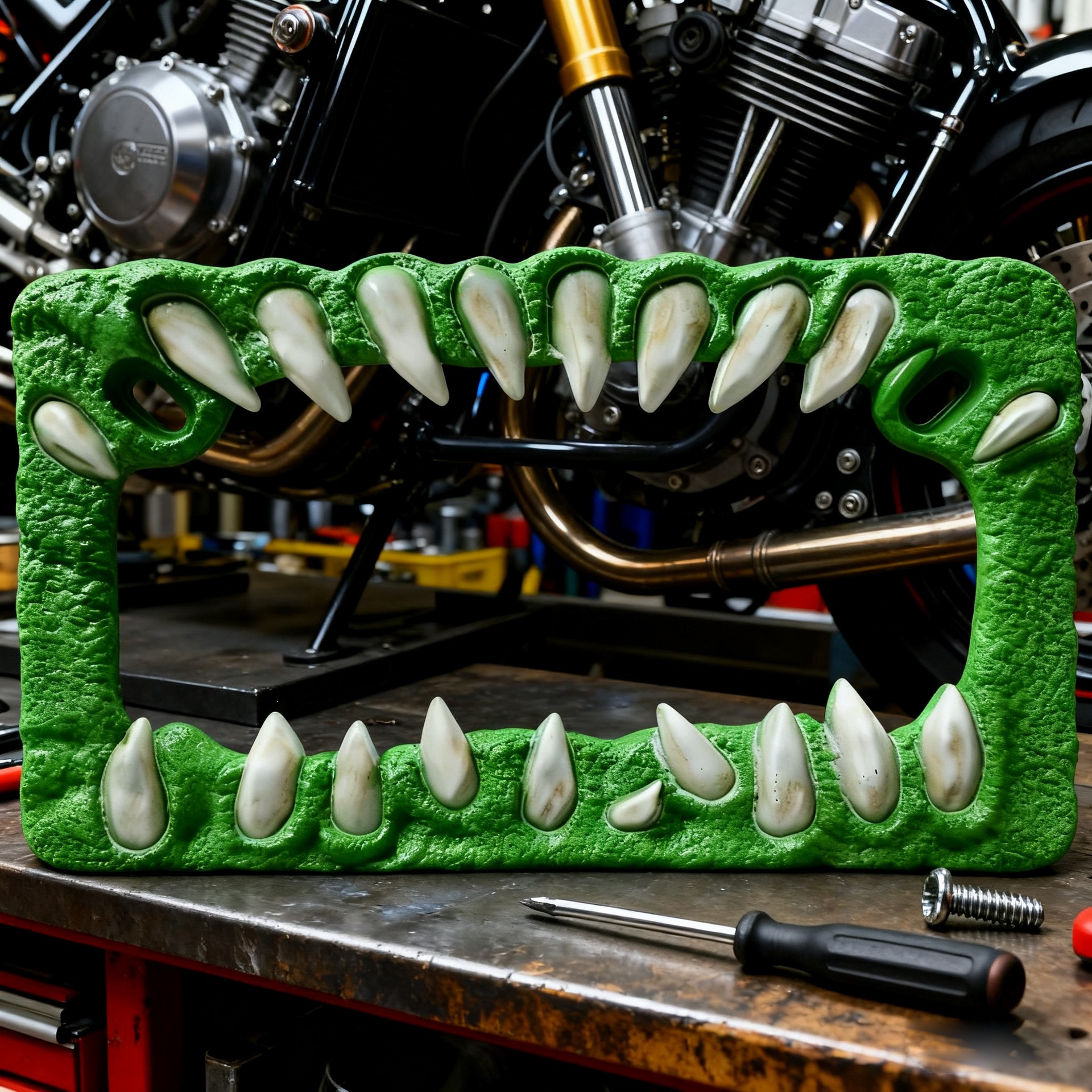 In-Stock Cross-Border Us Standard Creature Teeth License Plate Frame for Motorcycles