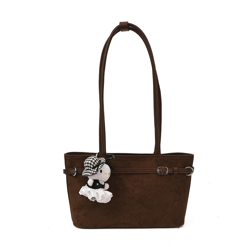Otoño y invierno retro gamuz de hombro bolso de brazo para mujeres de viaje versátil bolso de mano simple 2025 nuevo bolso