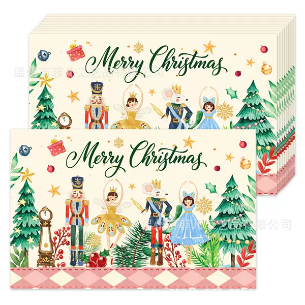 CA190 Christmas Nutcracker Square Placemats Party Decoration Disposable Paper Placemats