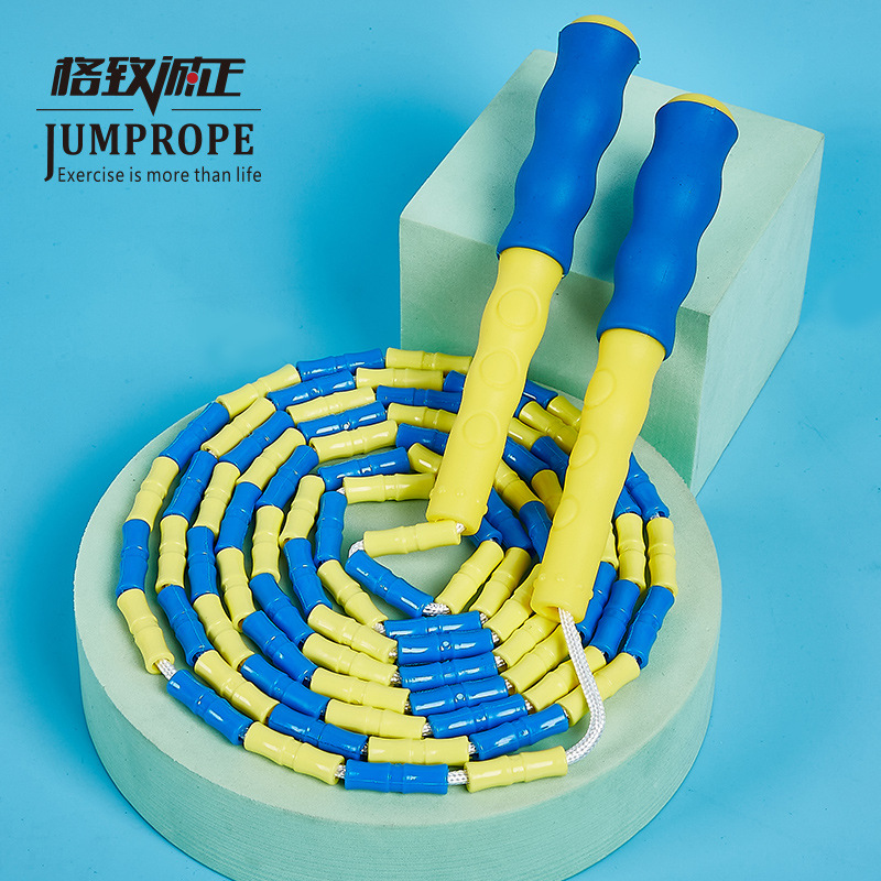 6632 mango de goma suave sección de bambú cuerda de saltar estudiante entrenamiento deportivo Sección de Cuentas suaves cuerda de saltar embotellada niños diversión cuerda de saltar