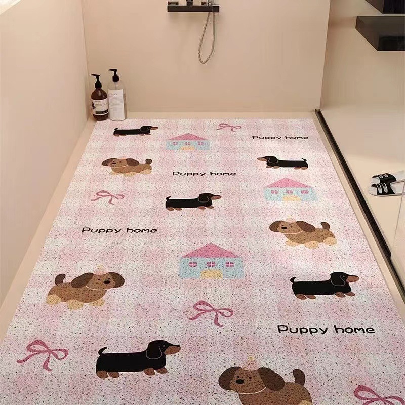 PVC Bathroom Cartoon Silk Loop Shower Room Hollow Non-Slip Foot Children Pregnant Women Bath Anti-Fall Floor Mat_voghion.com