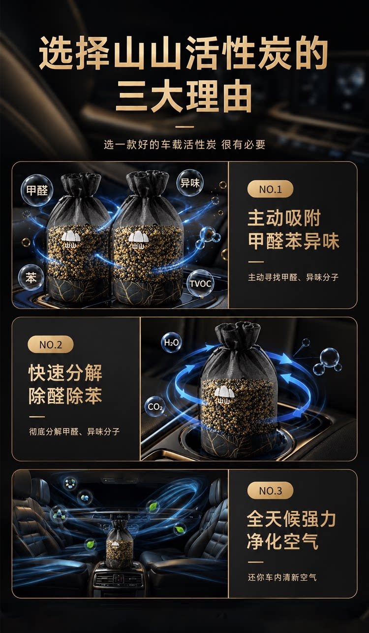 Suitable for Shanshan formaldehyde removal, new car odor eliminator, car-mounted activated carbon bag, special deodorizer and purifier for the car interior