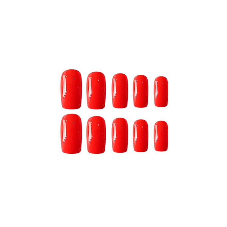 Color rojo sólido largo parche de uñas cuadradas productos terminados de uñas para usar 24 piezas de uñas puras para uñas