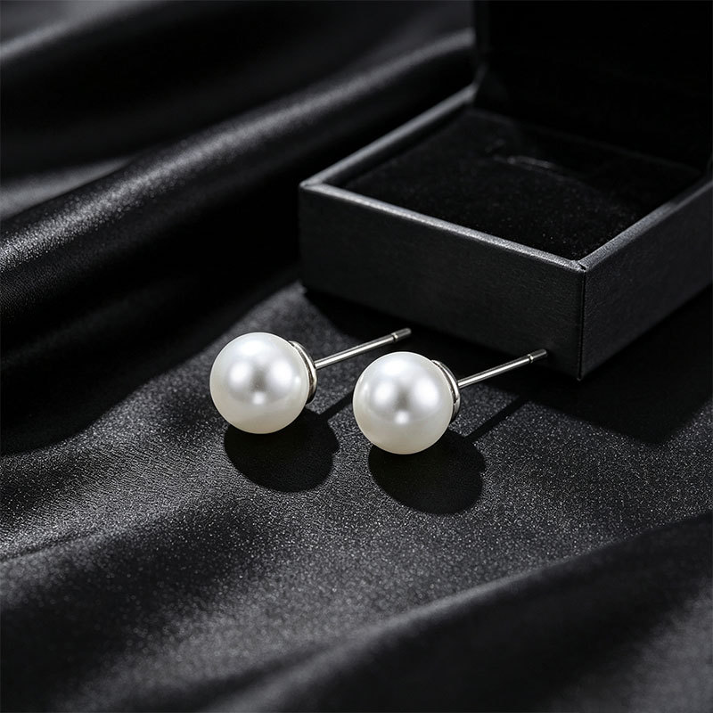 Aretes de Perla de Imitación de Aleación de Cobre Galvanizados para Mujer