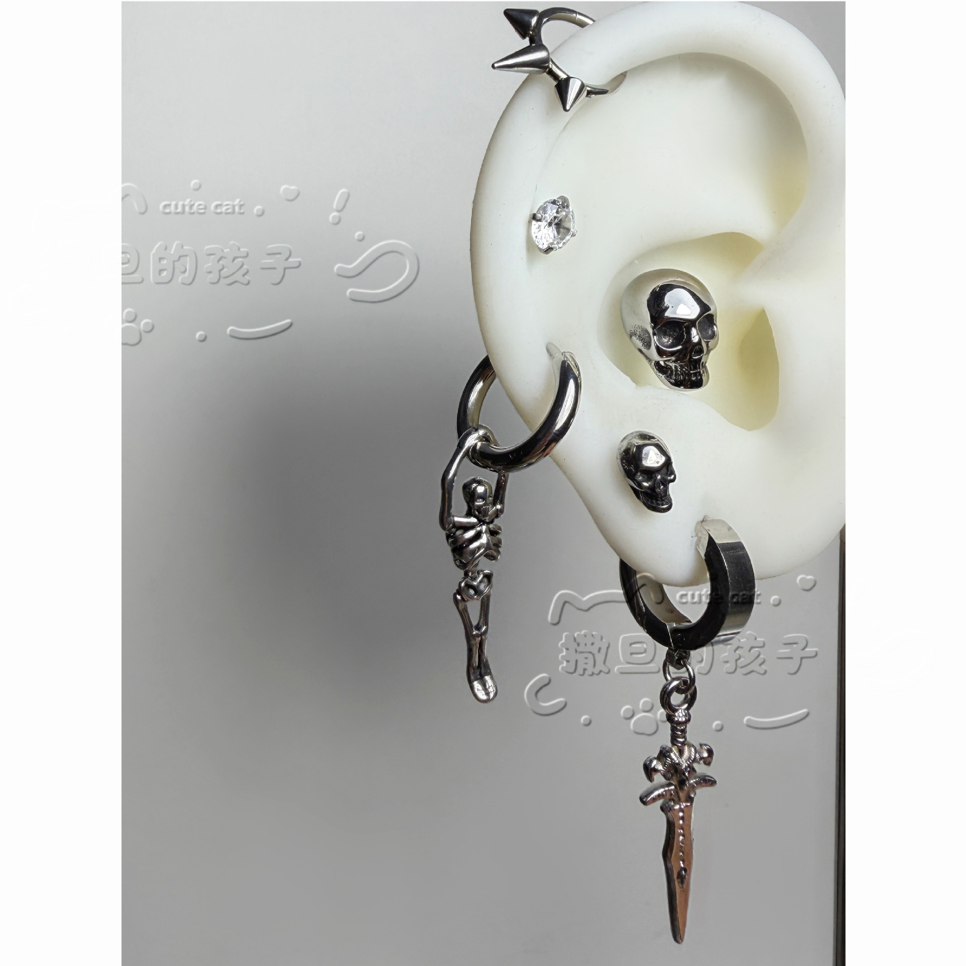 Pointed labret stud close-up product detail