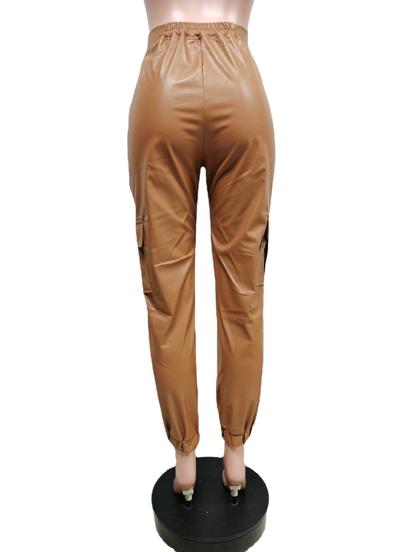 455g Weight Full Length Pants Length Pu Fabric Type Mid Waist Waist Line Jogger Pants Pants Type Micro-Elastic Elasticity Casual Occasion Regular Fit Fit Type Solid Color Pattern Spring, Autumn Season Women's Gender Zipper Design Streetwear Style Women's Casual Streetwear Solid Color Full Length Zipper Jogger Pants 30