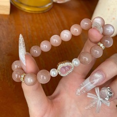 天然水晶ブレスレット女性のオリジナルゴールデンサンドサンストーンひょうたん幸運のオレンジムーンストーンブレスレット親友ギフト