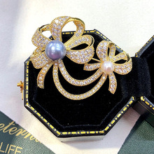 韩国ins网红同款气质蝴蝶结胸针女微镶锆石女士别针服装装饰胸扣