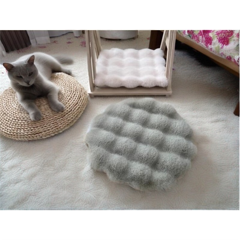 猫咪睡觉垫猫窝垫子兔毛绒圆形狗窝搭配毯子秋冬保暖坐垫宠物用品|undefined