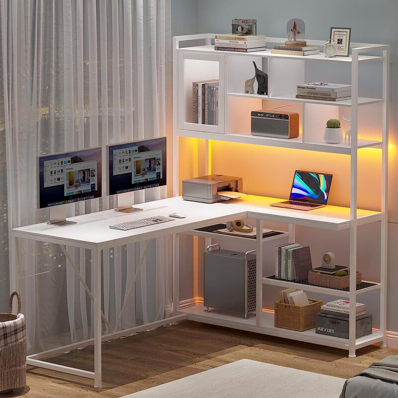 L Shape Computer Desk Gaming Desk with Rgb Led Light Bar, Remote Control Office Desk by App L Shape Computer Desk Gaming Desk with Rgb Led Light Bar, Remote Control Office Desk by App