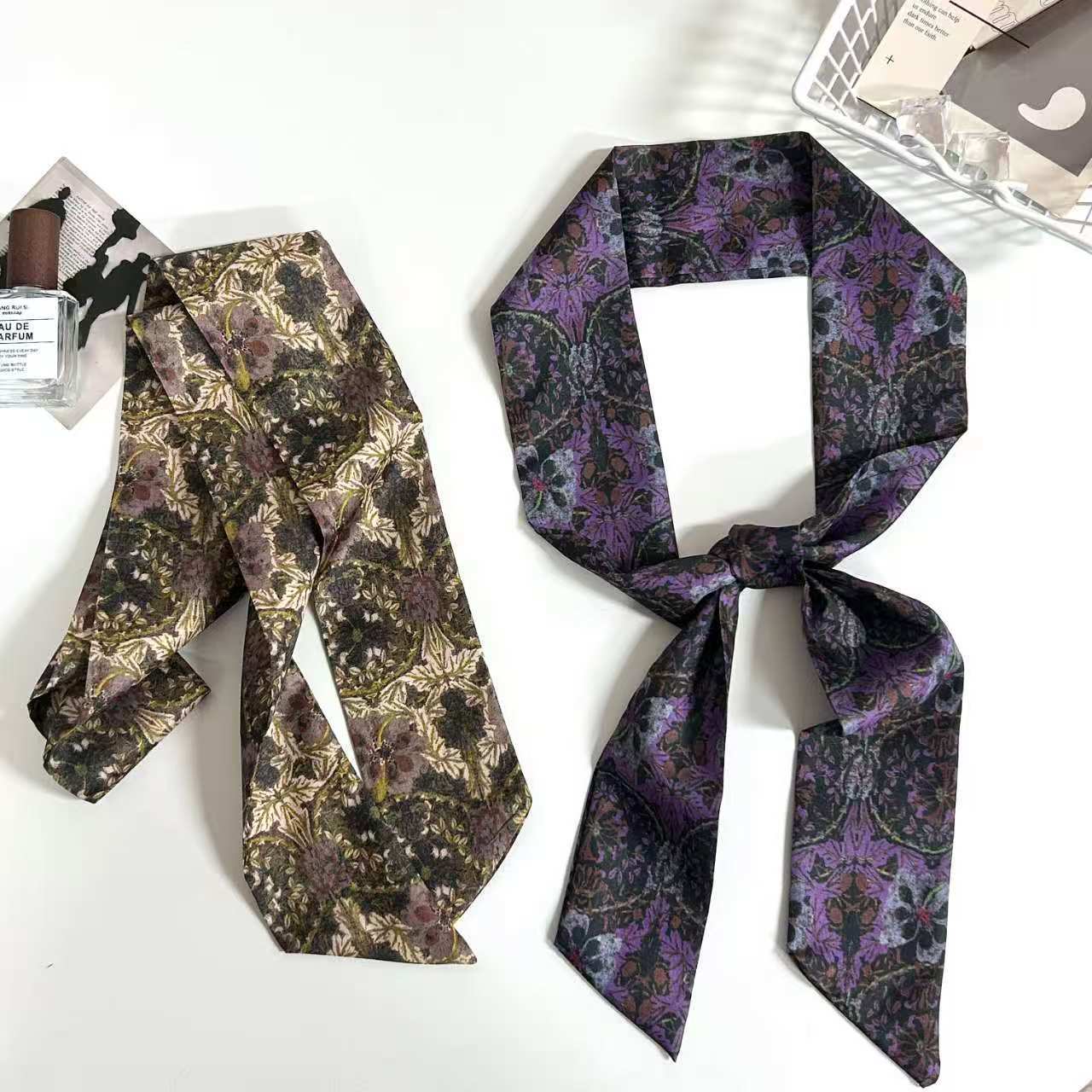 Vintage Seidenschal Mit Blumenmuster Elegantes Halstuch Für Damen_voghion.com