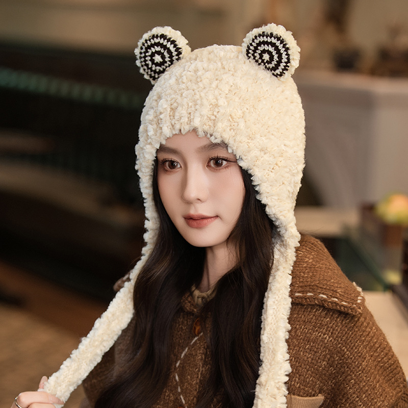Cappello Lei Feng con rana di peluche carina, autunno inverno 2025, per donna, calda protezione per le orecchie, grande circonferenza della testa_voghion.com