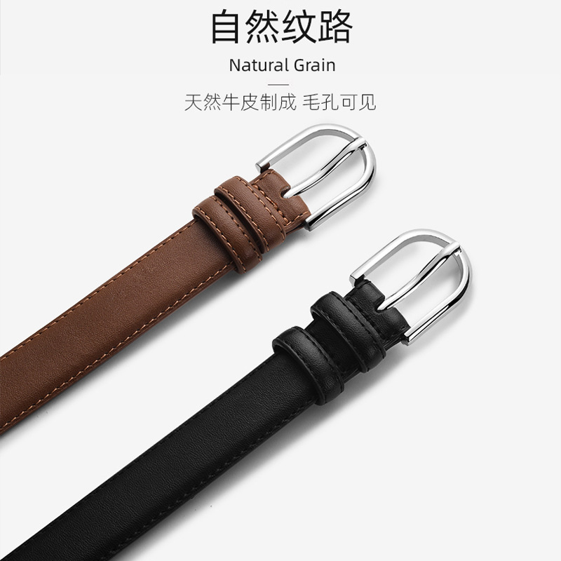 Cinturón de cuero genuino de alta calidad con pantalones vaqueros rectos cinturón de mujer simple diseño de todo fósforo sentido nicho pantalones cinturón