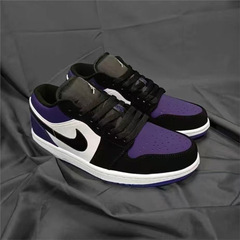 人気の AJ1 黒と紫のつま先ロートップ多用途イン男性と女性のカップルカジュアルキャンパス学生トレンディなスポーツスニーカー aj