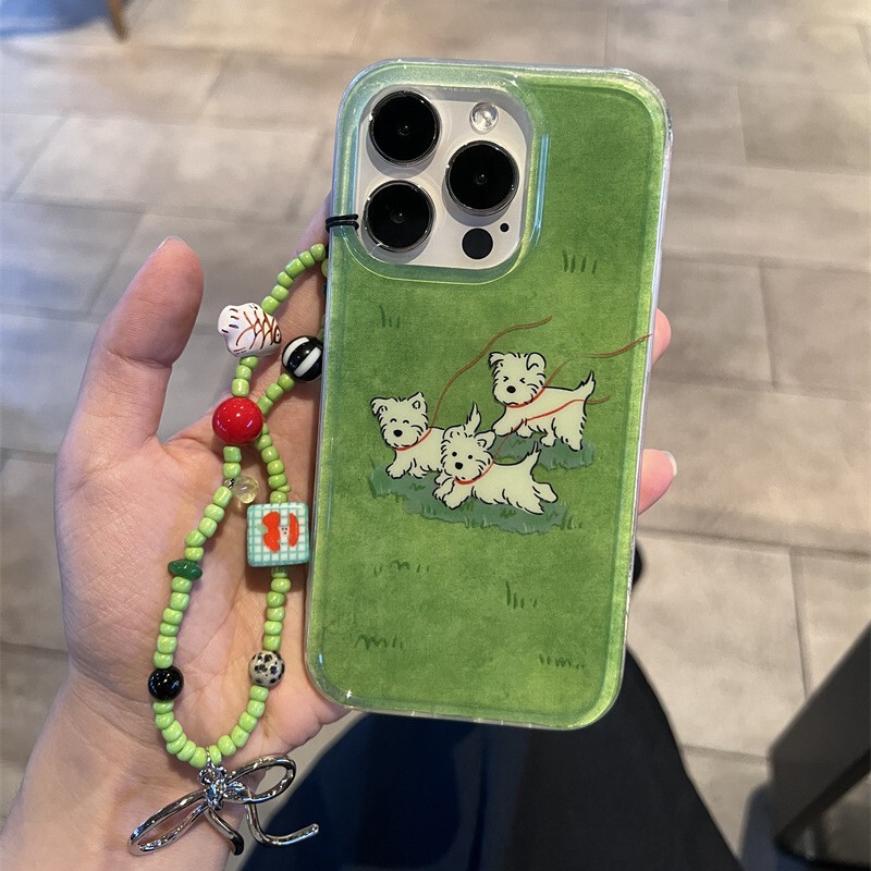Spring Green Lawn Three Puppies Iphone17 Apple 16Promax Phone Case 13 Chain 14 Female 16 Hard Spring Green Lawn Three Puppies Iphone17 Apple 16Promax Phone Case 13 Chain 14 Female 16 Hard