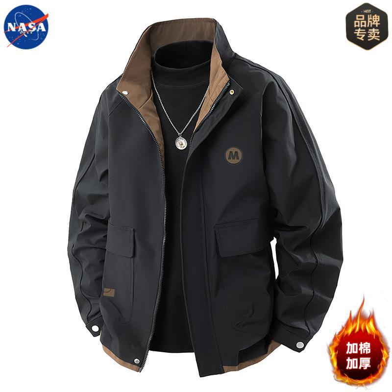 Nasa Brand Autumn and Winter New Large Size Cotton Thickeneded Men's Jacket Work Jacket Trendy Brand Outdoor Top Men's Clothing