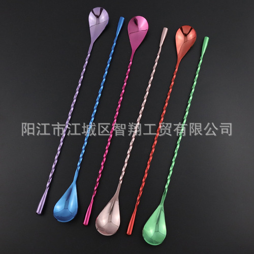 Stainless steel long bar spoon 30cm long handle stir stick cocktail swizzle stick coffee milk tea stirring spoon bar spoon