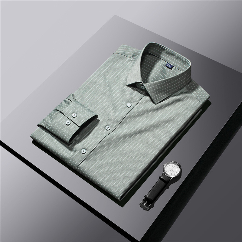 2026 Spring and Autumn Stretch Anti-Wrinkle Striped Long-Sleeve Business Casual Shirt 8819 2026 Spring and Autumn Stretch Anti-Wrinkle Striped Long-Sleeve Business Casual Shirt 8819