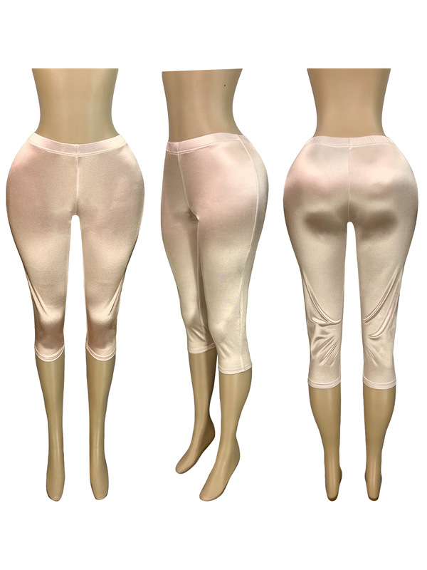 HR25031 欧米ファッションレディースストレッチサテン光沢ホットパンツ（固定価格、価格変更不可）|undefined
