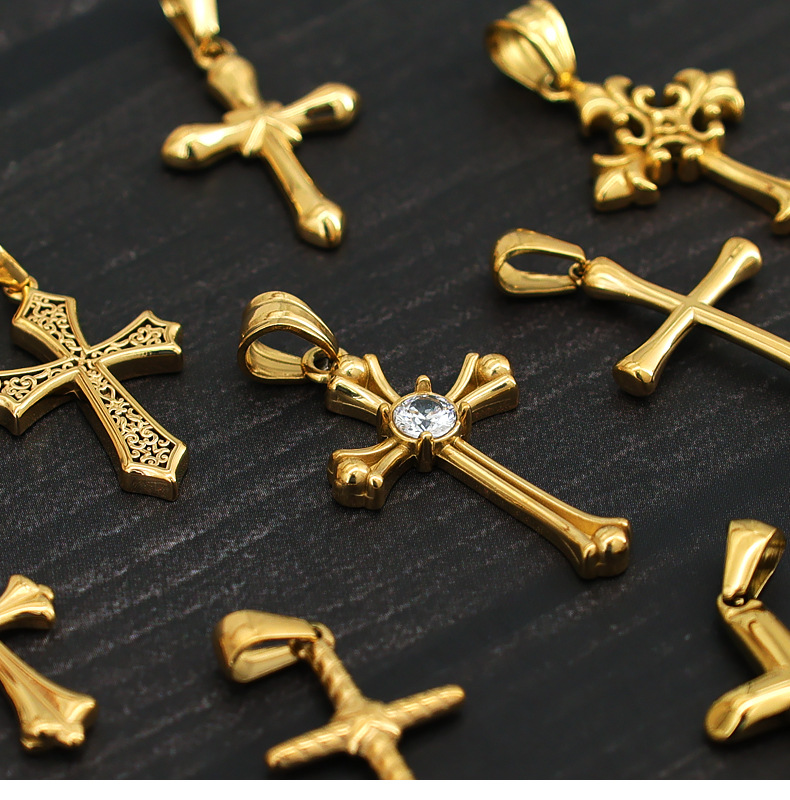 3g Weight Pendant Jewelry Making Type Real Gold Plated Plating Material 1 Piece Quantity Daily Occasion 304 Stainless Steel Material Cross Pattern All Seasons Season Unisex Gender Polished Finish Retro, Classic Style Style Waterproof Non Tarnish Craft 1 Piece 304 Stainless Steel Real Gold Plated Cross Polished Pendant 6