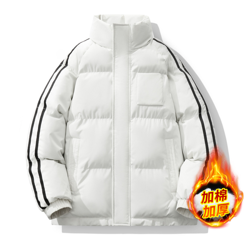 Chaqueta de algodón para hombre invierno holgado cuello alto cálido casual chaqueta de algodón de color sólido marca de moda casual moda deportiva pareja chaqueta de algodón