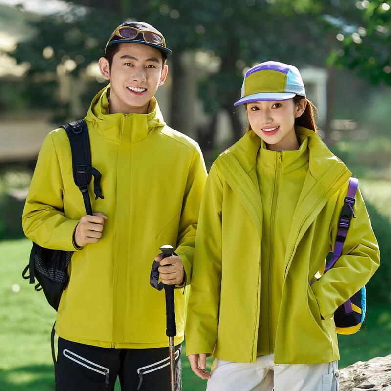 Three-in-one detachable softshell inner lining windproof jacket workwear group advertising shirt custom printed and embroidered logo