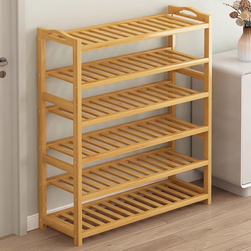 Estante de bambú simple, de varios pisos, económico, dormitorio familiar, sala de estar a prueba de polvo, estante de almacenamiento de madera maciza, zapatero