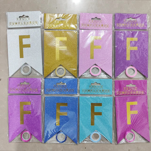 Spanish FELIZ CUMPLEANOS Glitter Letters Bronzing Birthday Flag Happy Birthday Banner Wholesale Customization