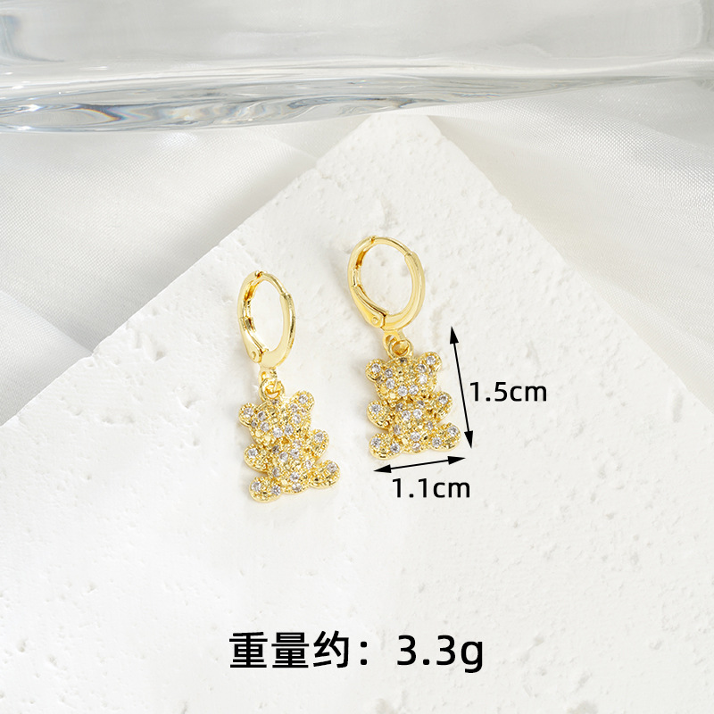 Transfronterizos Vietnam arenas collares de oro de estilo europeo y americano con diamantes osos pequeños set de pendientes femeninos no se desvanecen joyas