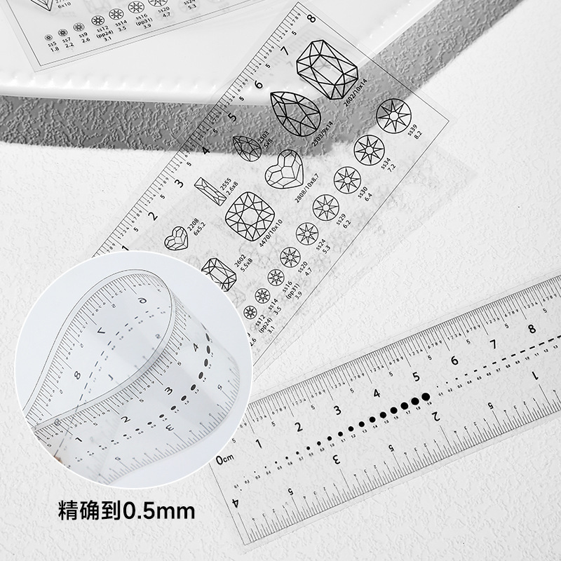 Transparent Soft Ruler for Nail Art, Measuring Nail Size, Nail Art Rhinestones, Zircon Nail Pieces, Nail Decorations