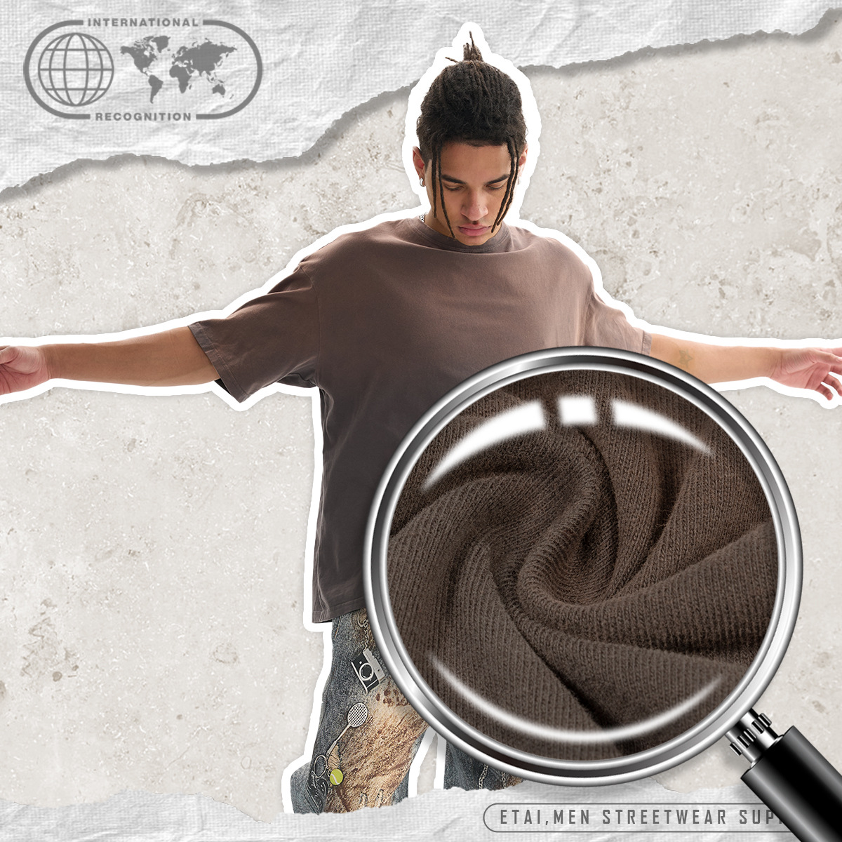 ETAI Hombre| Marca transfronteriza algodón de alta calidad camiseta de hombre de manga corta gradiente de aire callejero caballo de caballo para hombre de manga corta image 5