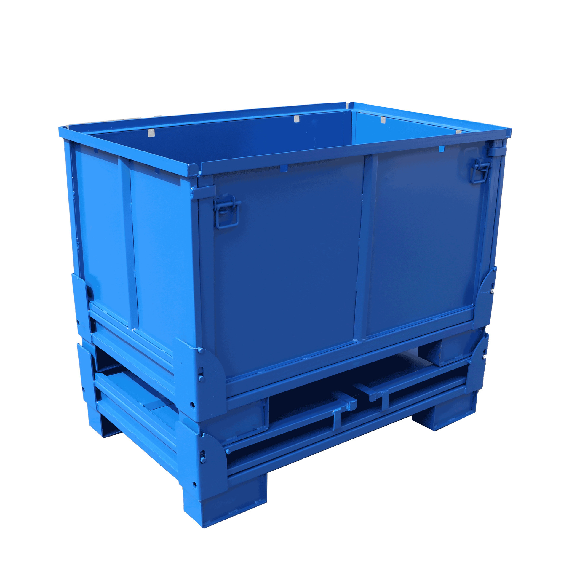 湖北重型仓库折叠铁框 工业铁屑箱自卸式叉车倒料箱可移动堆垛箱