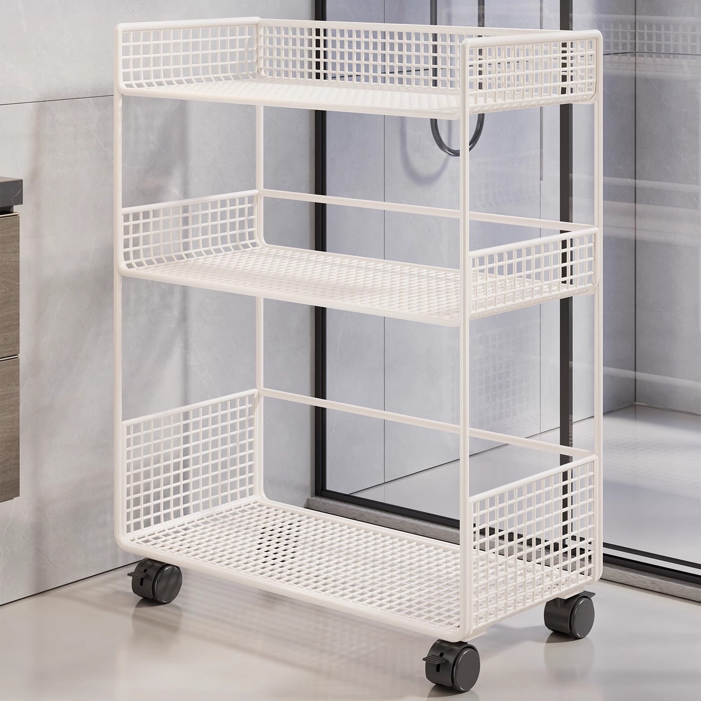 Bathroom Storage Rack Bathroom Toilet Balcony Washing Machine Side Storage Rack Multi-Layer Mobile Laundry Detergent Layered Rack
