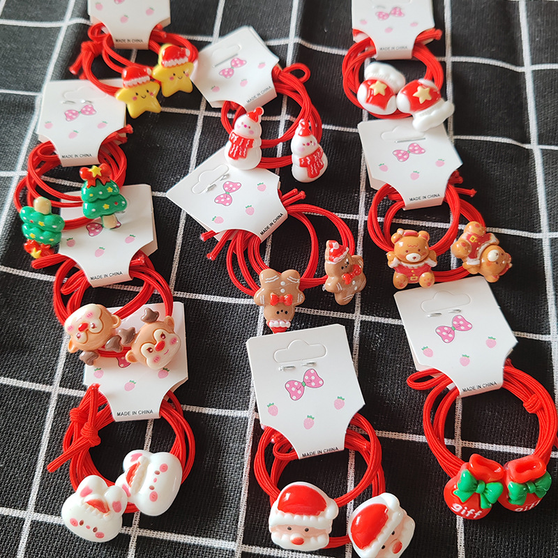Regalo di Natale Accessori per capelli per bambini di Natale Babbo Natale Fascia elastica alta Albero di Natale Pupazzo di neve Alce Elastico per capelli Scrunchie per le feste_voghion.com