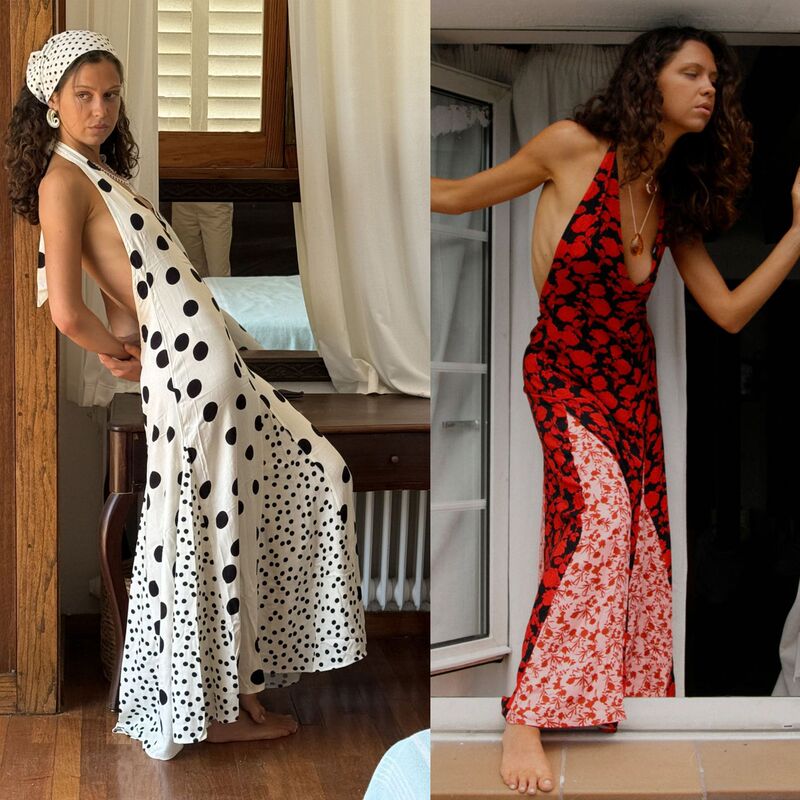 Cross-Border Women's Clothing 2025 New Autum European and American Style Slimming Look Backless Polka Dot Suspender Dress Long Skirt for Work Clothing Cross-Border Women's Clothing 2025 New Autum European and American Style Slimming Look Backless Polka Dot Suspender Dress Long Skirt for Work Clothing