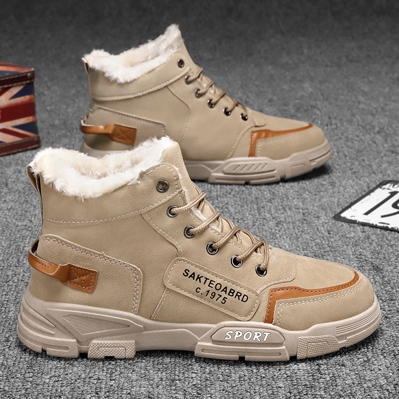 2021 남성 신발 겨울 기모 두꺼운 스노우 부츠 남성용 하이탑 마틴 부츠 방수 미끄럼 방지 남성 면화 신발 따뜻한 부츠