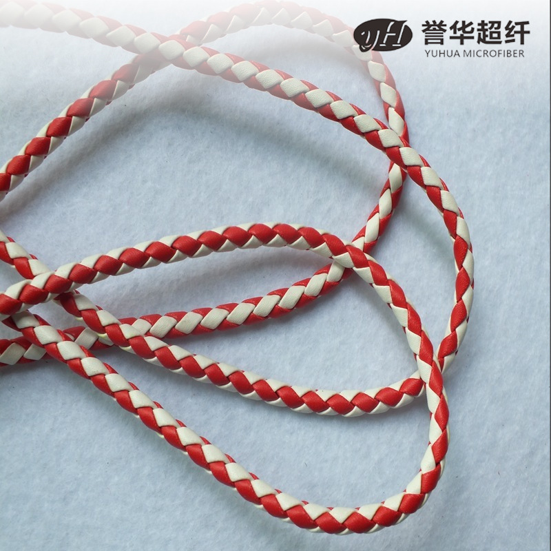彩色超纤编织皮绳 箱包服饰鞋材皮面超纤皮绳 三股四股皮革编织绳