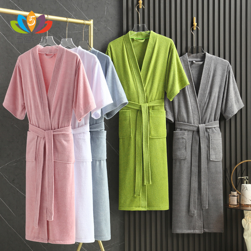 Summer Short-sleeved Bathrobe Couple Absorbent Bath Towel Towel Pajamas Home Clothes Women's Nightgown Thin Breathable Home Clothes