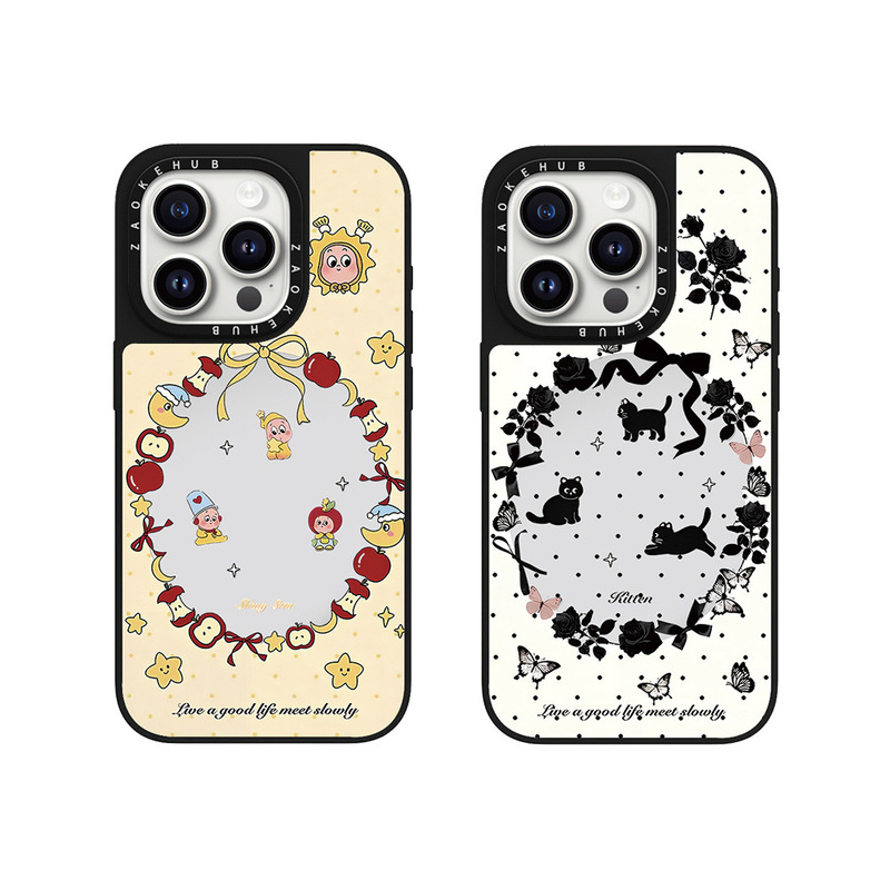 Polka Dot Glowing Star Cat Ribbon Iphone16Promax Apple 15 Mirror 14 Phone Case 13