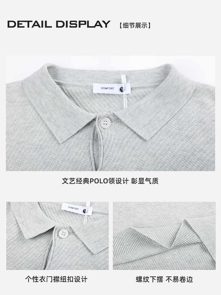 Lacer americano hombre casual versátil camiseta de punto otoño invierno con solapa polo camiseta de manga larga suéter de hombre chaqueta superior
