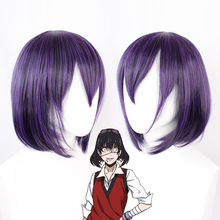 狂赌之渊cos假发 生志摩妄 学生会 内扣梨花头黑紫色短款动漫假发