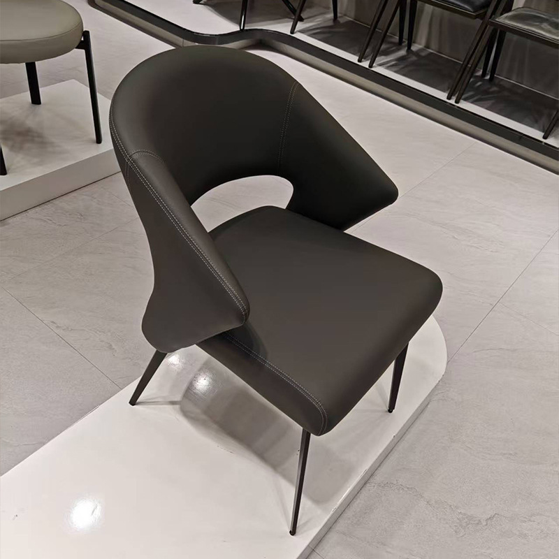 轻奢设计师餐椅家用意式餐桌椅简约现代餐厅皮质靠背椅子洽谈椅|undefined