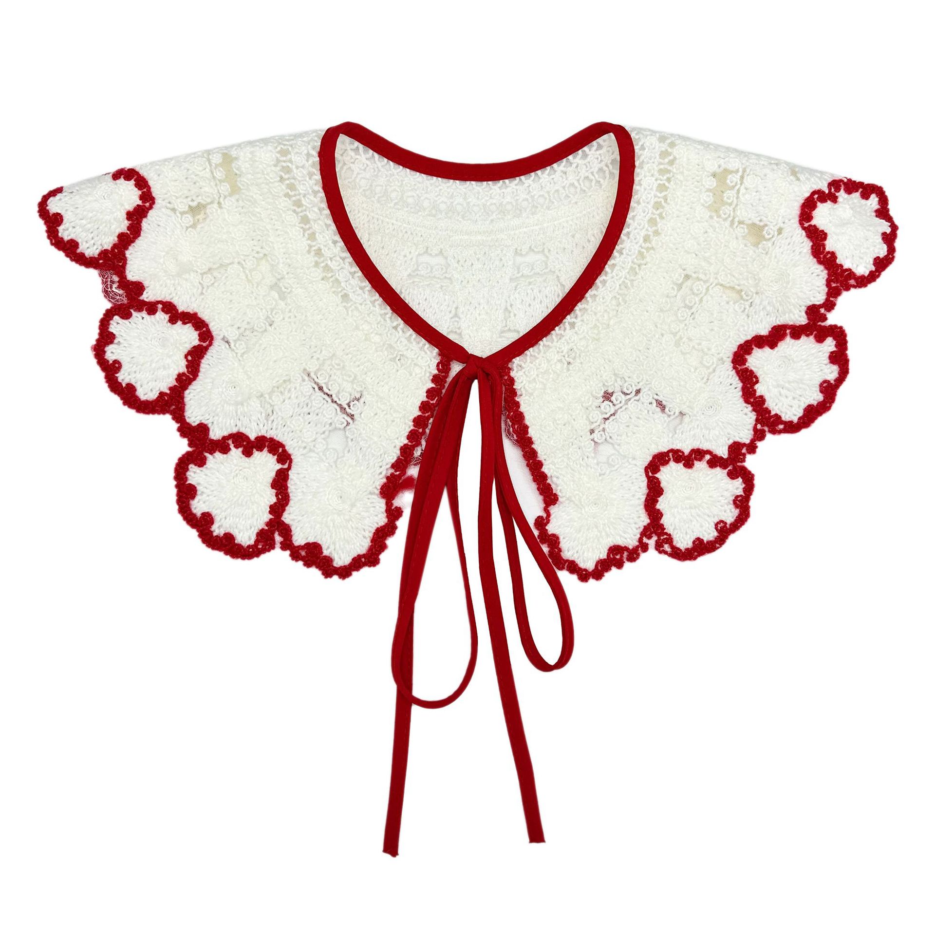 Diseño de lazos de encaje de color contraste de collar falso viento dulce multifuncional arco de correa de ropa suéter accesorios