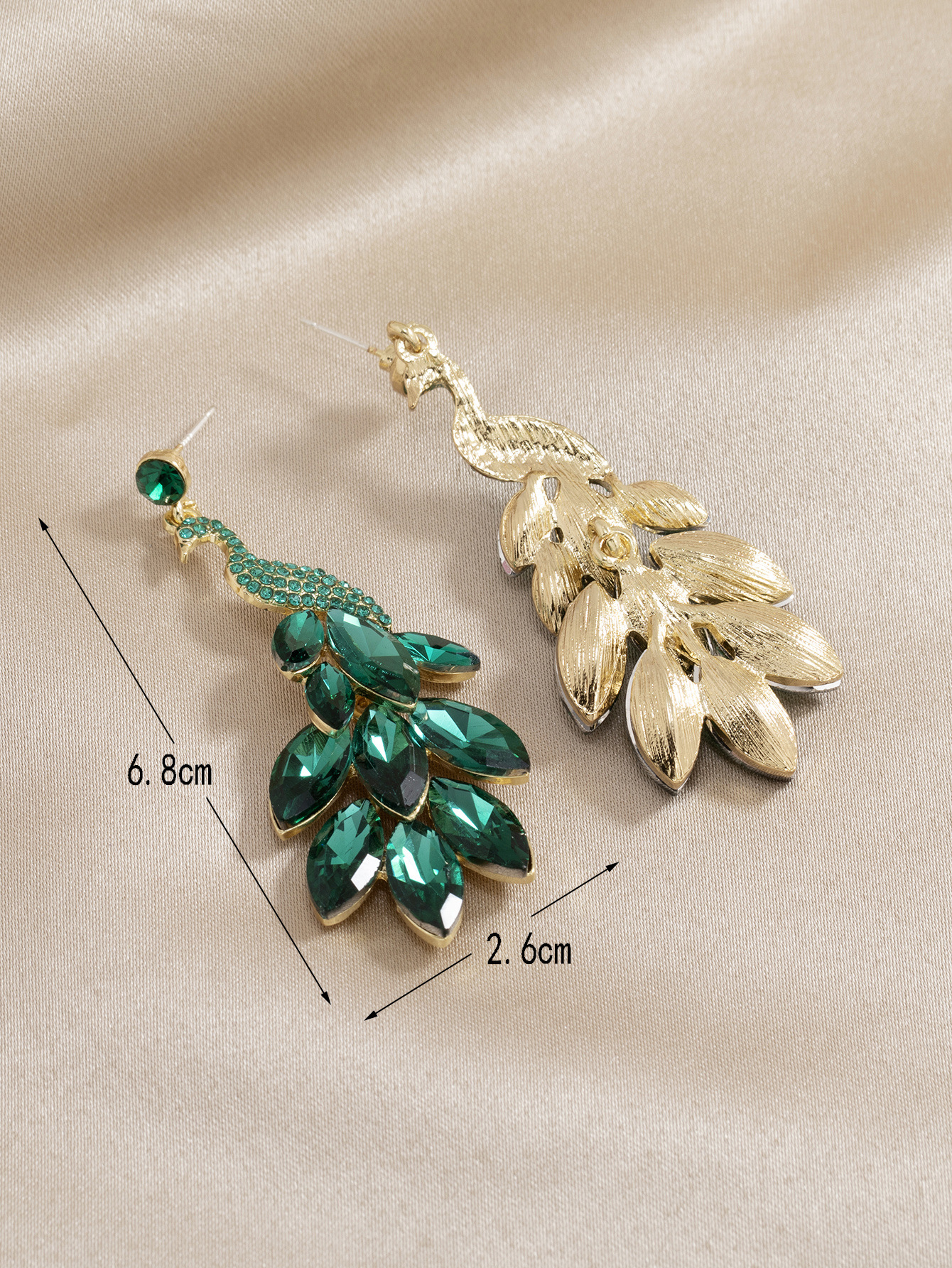 Peacock Pattern All Seasons Season 1 Pair Fashion Peacock Inlay Alloy Artificial Gemstones Drop Earrings