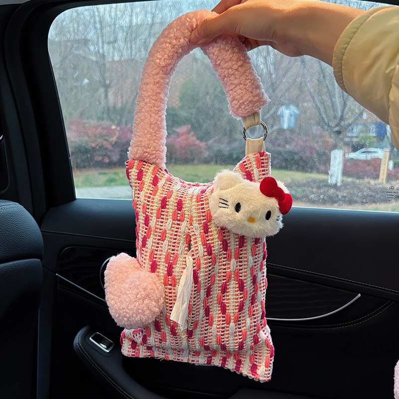 Caja de toallas para automóviles creativa encantadora caja de extracción de papel hellokitty bolsa de toallas para automóviles caja de extracción de papel para mujeres image 4