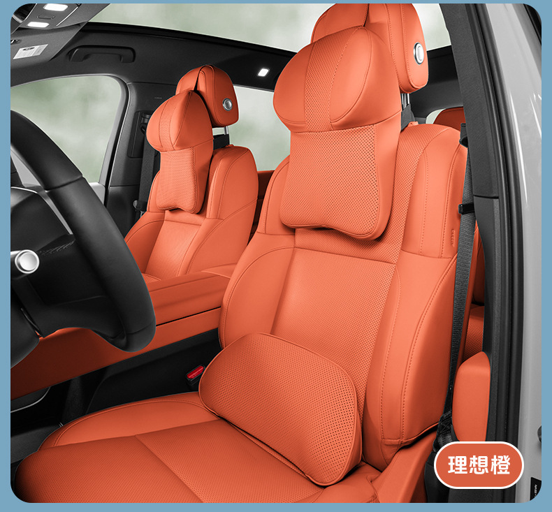 Pu Nappa Leather Car Headrest Memory Foam Breathable Rebound Car Seat Backrest Four-Season Universal Lumbar Pillow