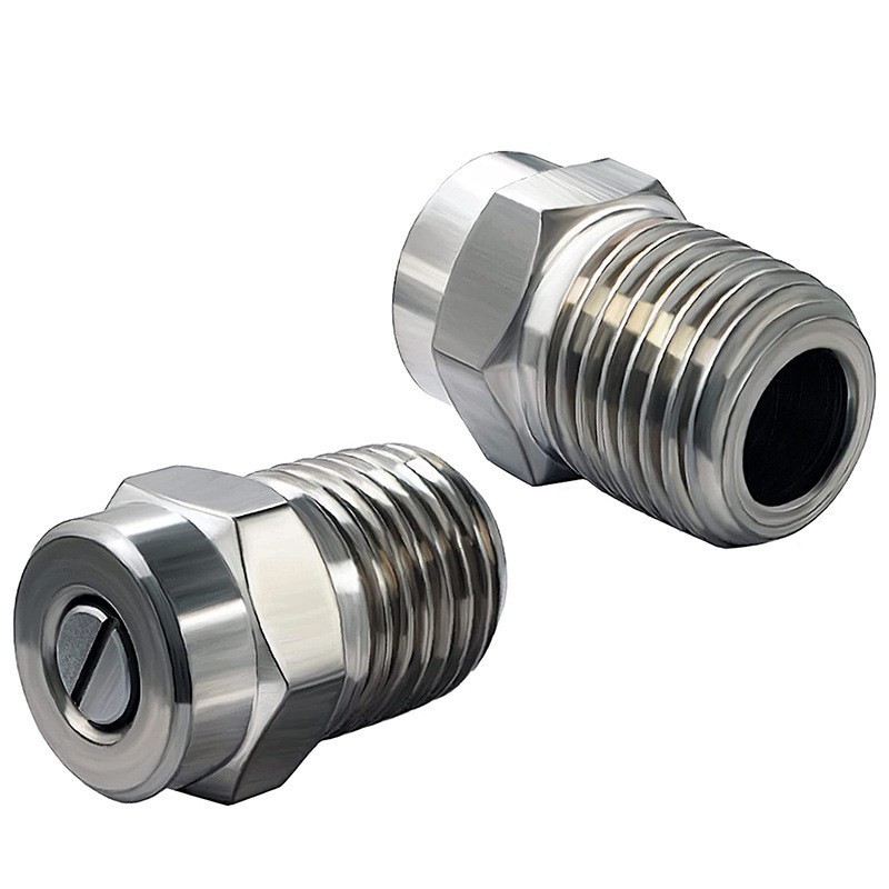 跨境 高压水枪洗地刷喷头不锈钢螺纹高压扇形喷头替换装批发