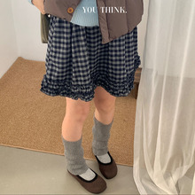 you think十三行冬季新品韩系通勤花边设计感五分格子半裙女1326