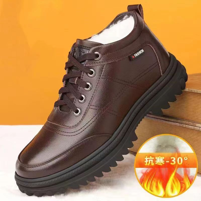 Zapatos de algodón de invierno para hombres nuevos más zapatos de herramientas cálidos gruesos de terciopelo zapatos de moda coreana zapatos de moda zapatos de algodón antideslizantes para exteriores