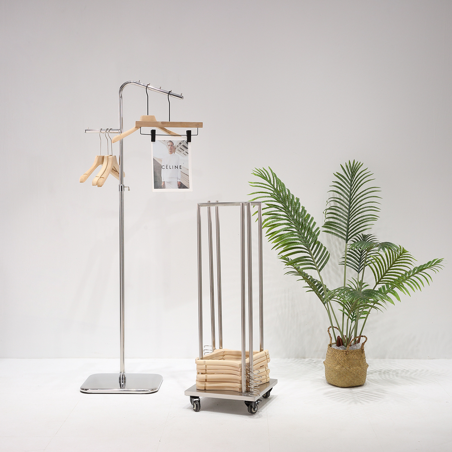 tienda de ropa almacena percha de ropa artefacto móvil de acabado de tela de vestir simple tienda de ropa de hombres y mujeres carro de almacenamiento estante de exhibición